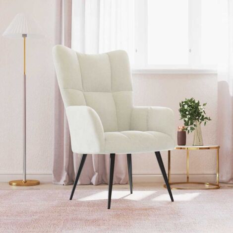 vidaXL Sedia Relax Bianco Crema Velluto