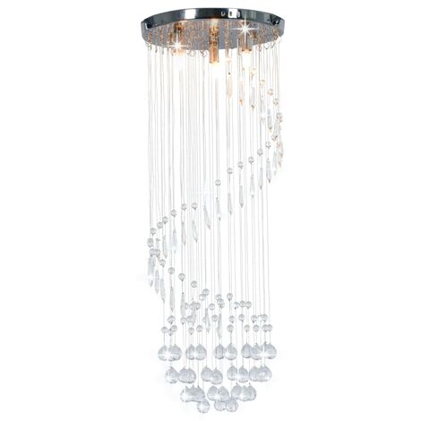 vidaXL Lampadario con Perle di Cristallo a Spirale Argento G9
