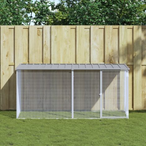 vidaXL Gabbia per polli con tetto grigio chiaro 203x98x90 cm in acciaio zincato
