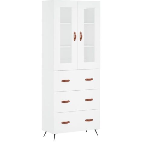 vidaXL Credenza Bianca 69,5x34x180 cm in Legno Multistrato (1/5)