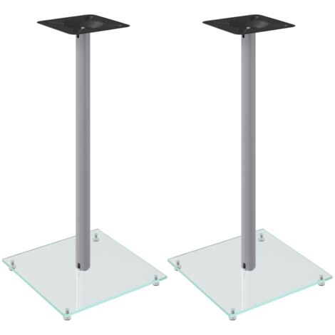 vidaXL Pedane Casse 2pz Argento Vetro Temperato Design a 1 Pilastro