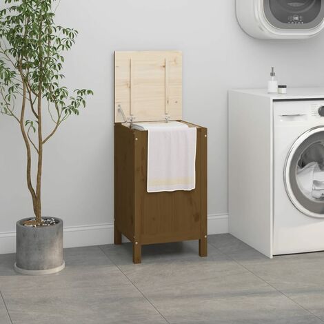 vidaXL Contenitore per Bucato Ambra 44x44x76 cm Legno Massello Pino