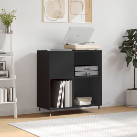 vidaXL Mobile Porta Dischi Nero 84,5x38x89 cm in Legno Multistrato