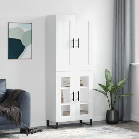 Furniture Limited - Credenza Bianca 69,5x34x180 cm in Legno (1/5)