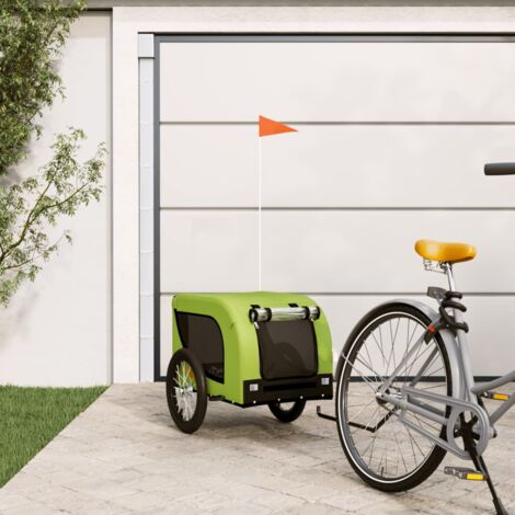 vidaXL Rimorchio da Bici per Animali Verde e Nero Oxford e Ferro