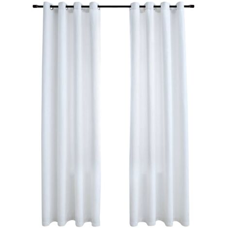 vidaXL Tende Oscuranti con Anelli in Metallo 2 pz Avorio 140x225 cm