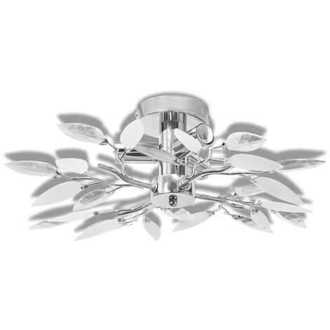 Lampada da Soffitto Foglie Bianco e Acrilico Trasparente 3xE14