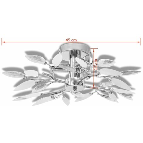 Lampada da Soffitto Foglie Bianco e Acrilico Trasparente 3xE14