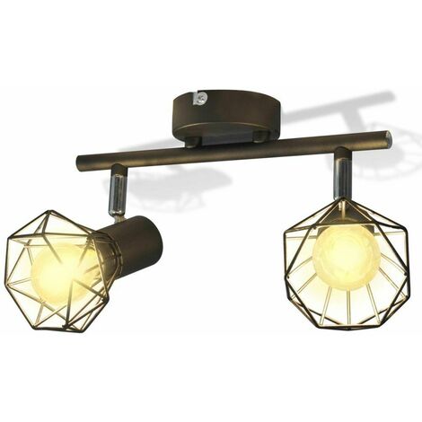 Faretto Industriale Nero LED E14 in Metallo Moderno vari modelli modelli : 2 Lampadine