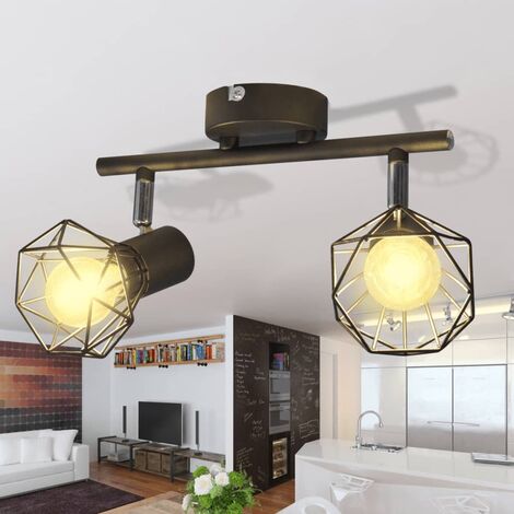 Faretto Industriale Nero LED E14 in Metallo Moderno vari modelli modelli : 2 Lampadine