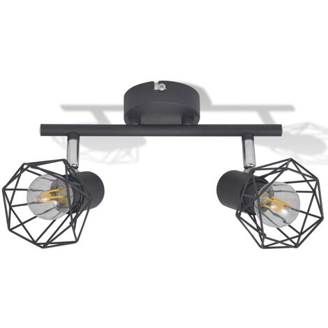 Faretto Industriale Nero LED E14 in Metallo Moderno vari modelli modelli : 2 Lampadine