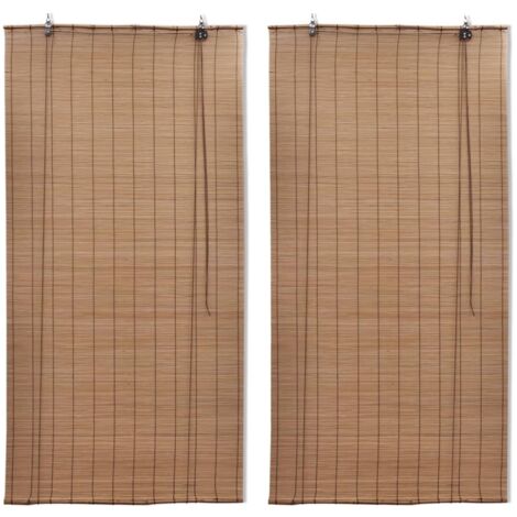 vidaXL Tende a Rullo in Bambù 2 pz Marroni 120x220 cm