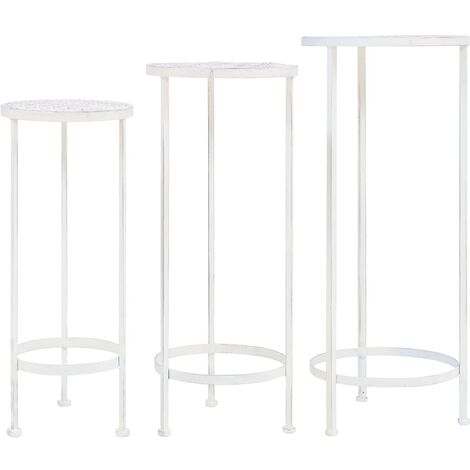 vidaXL Set Piedistalli per Piante 3 pz Vintage Effetto Bianco Anticato