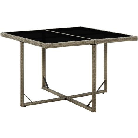 vidaXL Tavolo da Giardino Grigio 109x107x74 cm in Polyrattan e Vetro