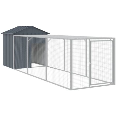 vidaXL Pollaio con Area Corsa Antracite 117x405x123 cm Acciaio