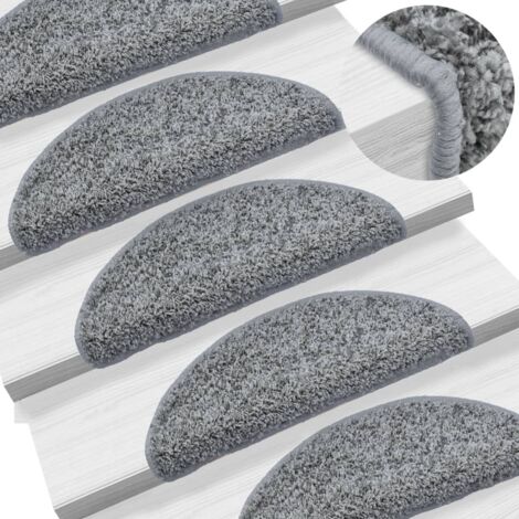 vidaXL Tappetini per scale 15 pz 56x17x3 cm Grigio Semicircolari