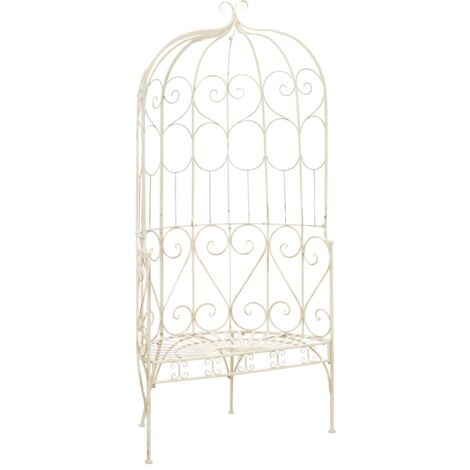 vidaXL Panchina da Giardino 95 cm in Ferro Bianco Anticato