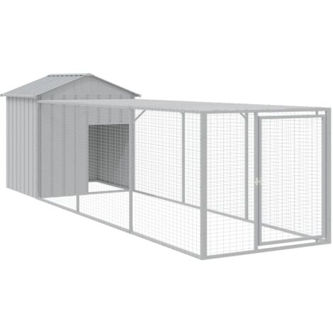 vidaXL Pollaio Area Corsa Grigio Chiaro 117x405x123 cm Acciaio Zincato