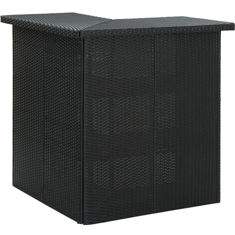 vidaXL Tavolo da Bar ad Angolo Nero 100x50x105 cm in Polyrattan