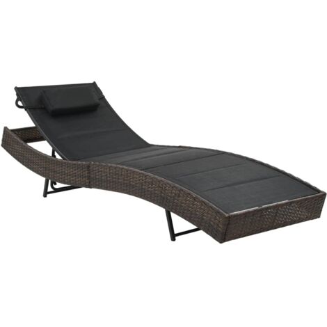 vidaXL Lettino Prendisole in Polyrattan e Textilene Marrone
