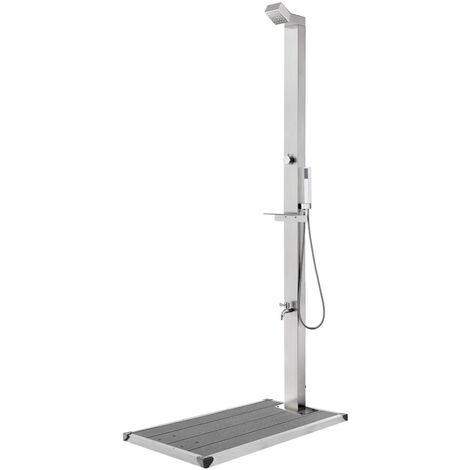 vidaXL Doccia da Giardino con Base Grigia 225 cm in Acciaio Inox