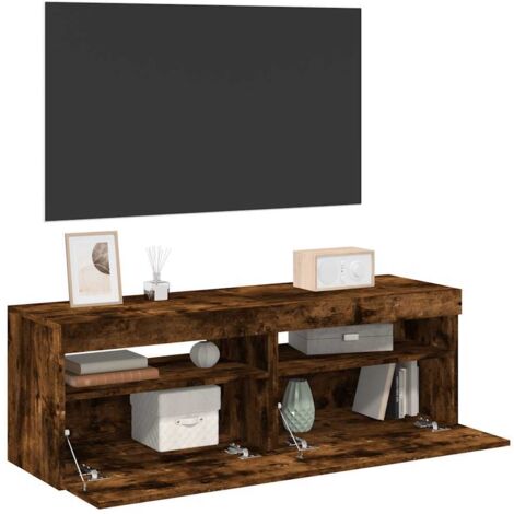 vidaXL Mobili Porta TV con Luci LED 2 pz Rovere Fumo 60x35x40 cm