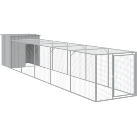 vidaXL Pollaio Area Corsa Grigio Chiaro 110x609x110 cm Acciaio Zincato