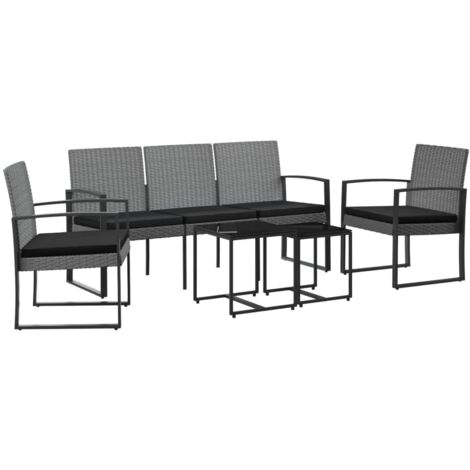 vidaXL Set Pranzo da Giardino 5 pz con Cuscini PP Rattan Grigio Scuro (1/5)