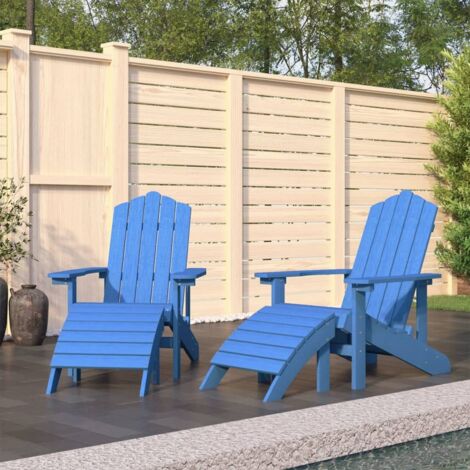 Sedie Giardino Adirondack 2 pz con Poggiapiedi HDPE Blu Acqua vidaXL