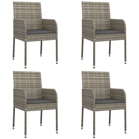 vidaXL Sedie da Giardino con Cuscini 4 pz in Polyrattan Grigie