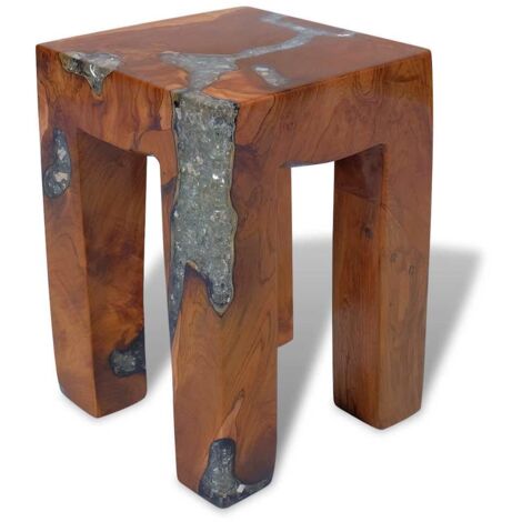 vidaXL Sgabello in Legno Massello di Teak e Resina