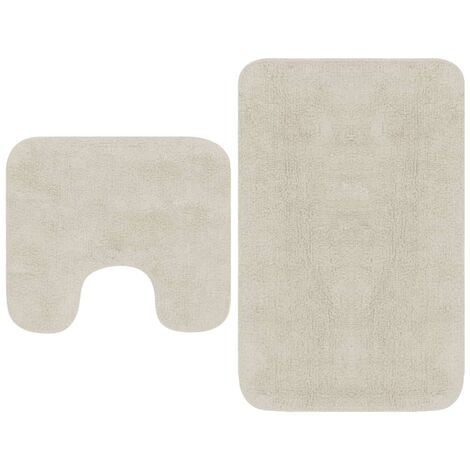 Set Tappetini per Bagno 2 pz in Tessuto Bianco