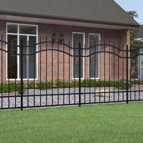 vidaXL Recinzione da giardino con punta a lancia nera 239x125 cm in acciaio verniciato a polvere