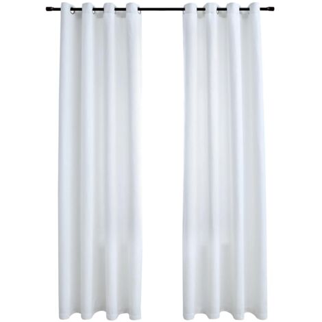 vidaXL Tende Oscuranti con Anelli in Metallo 2 pz Avorio