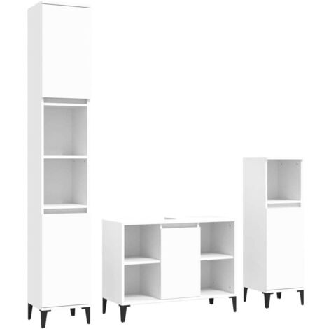 Set Mobili da Bagno 3 pz Bianco in Legno Multistrato vidaXL 624684