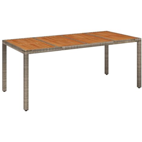 vidaXL Tavolo da Giardino Piano in Legno Grigio 190x90x75cm Polyrattan
