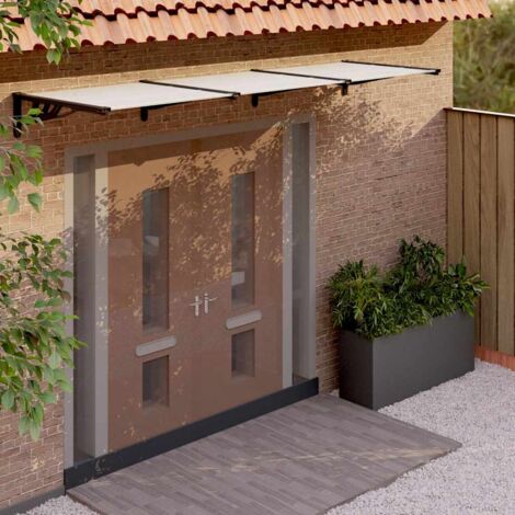 vidaXL Tettoia per Porta Nero e Trasparente 297,5x90 cm Policarbonato