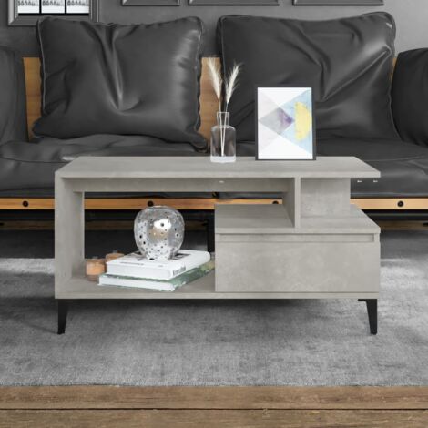 vidaXL Tavolino Salotto Grigio Cemento 90x49x45 cm Legno Multistrato