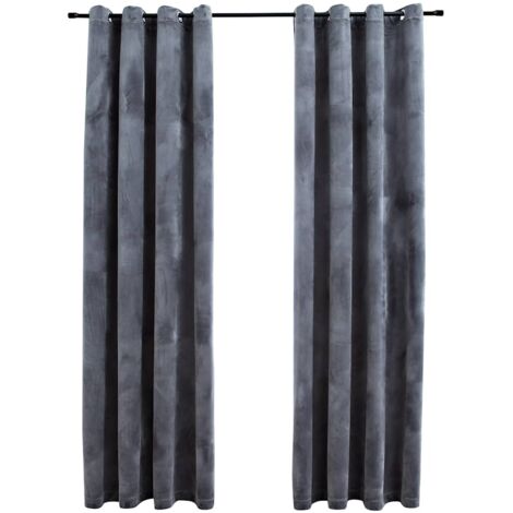 vidaXL Tende Oscuranti con Anelli 2 pz Antracite in Velluto 140x175 cm