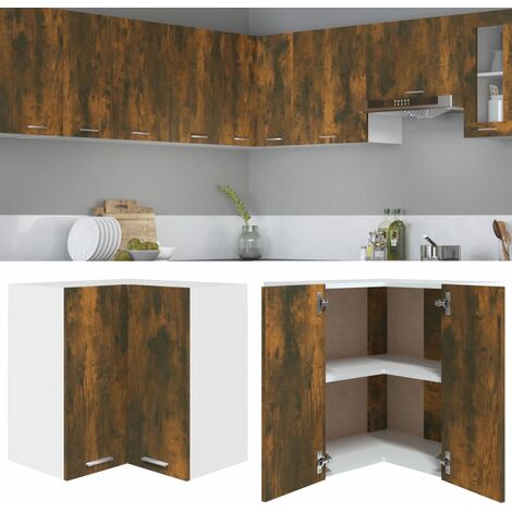 Mobile Pensile Angolo Rovere Fumo 57x57x60 cm Legno Multistrato