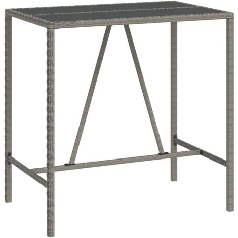 vidaXL Tavolo da Bar con Piano in Vetro Grigio 110x70x110cm