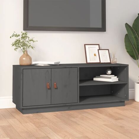 vidaXL Mobile Porta TV Grigio 105x34x40 cm in Legno Massello di Pino (1/5)