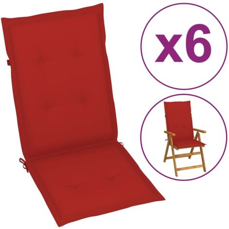 vidaXL Cuscini per Sedie 6 pz Rossi 120x50x3 cm in Tessuto