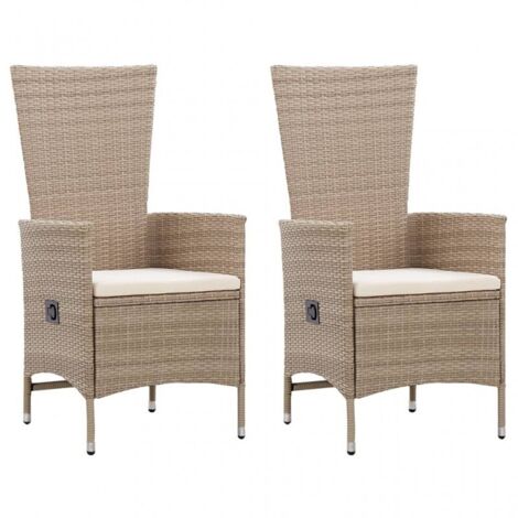 vidaXL Sedie da Esterno 2 pz con Cuscini in Polyrattan Beige