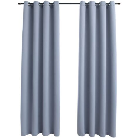 vidaXL Tende Oscuranti con Anelli in Metallo 2 pz Grigie 140x245 cm