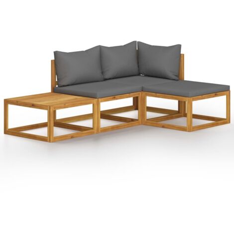 vidaXL Set Divani da Giardino 4 pz con Cuscini in Massello di