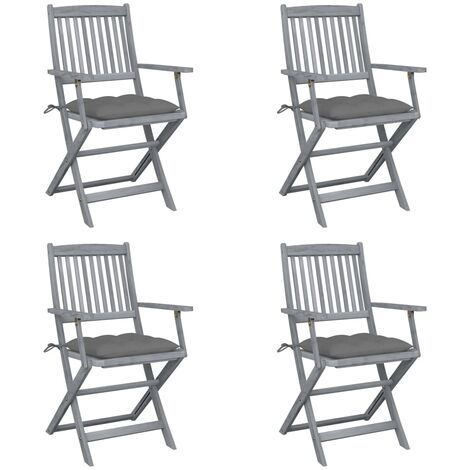 vidaXL Sedie da Giardino Pieghevoli 4pz con Cuscini in Massello Acacia
