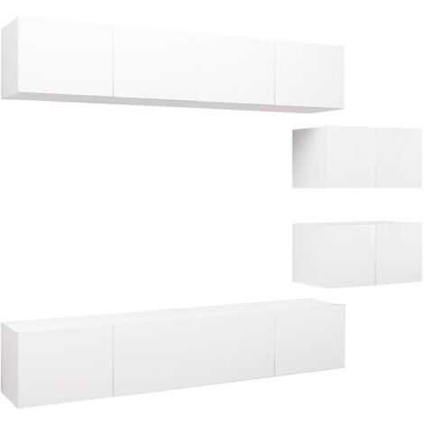 vidaXL Set Mobili Porta TV 6 pz Bianco in Legno Multistrato