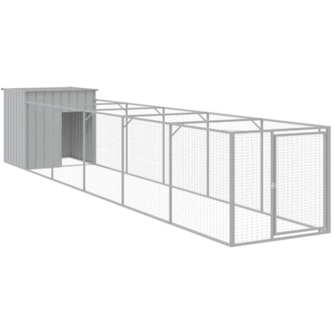 Casetta Cani Corsa Grigio Chiaro 110x609x110 cm Acciaio Zincato vidaXL