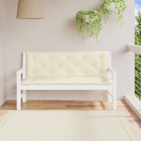 Cuscini Panca Giardino 2pz Bianco Crema 150x50x7 Tessuto Oxford vidaXL